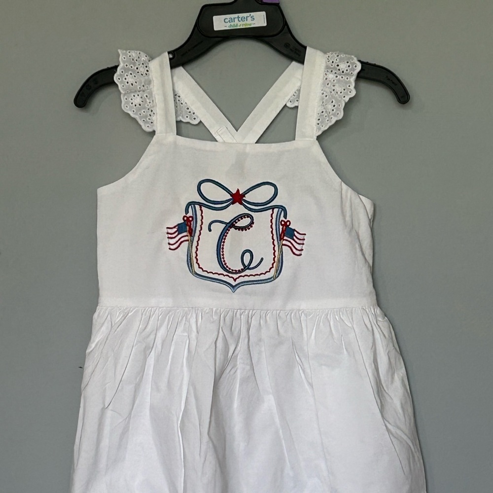 NWT Carter’s White monogrammed patriotic dress made to order